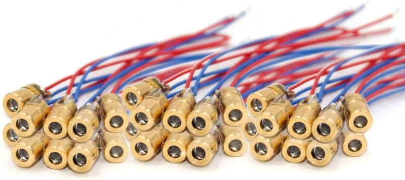 hiBCTR 50 Packs Laser Diodes, Mini Red Laser Diodes Lasers, 5V, 650nm, 5mW, Red Dot Laser Heads with Leads, Outer Diameter of The Head 6mm - Image 1